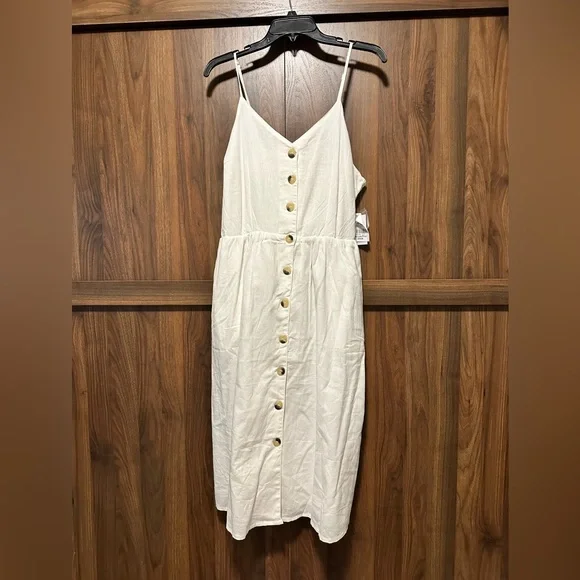 chinese dress ladies White 100% Cotton Button-Down Midi Shirt Dress 42